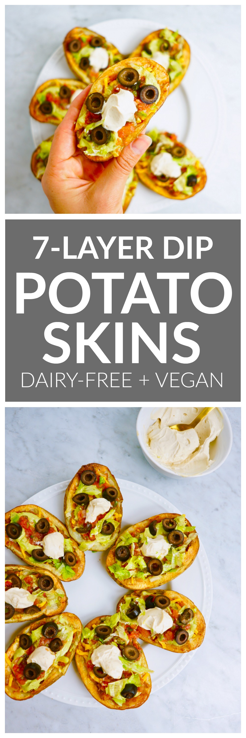 7-Layer Dip Potato Skins - vegan and dairy free options