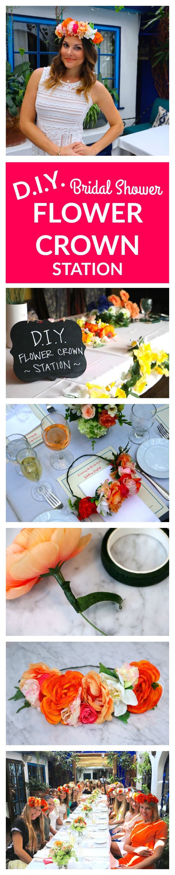flower crown making station for bridal showers