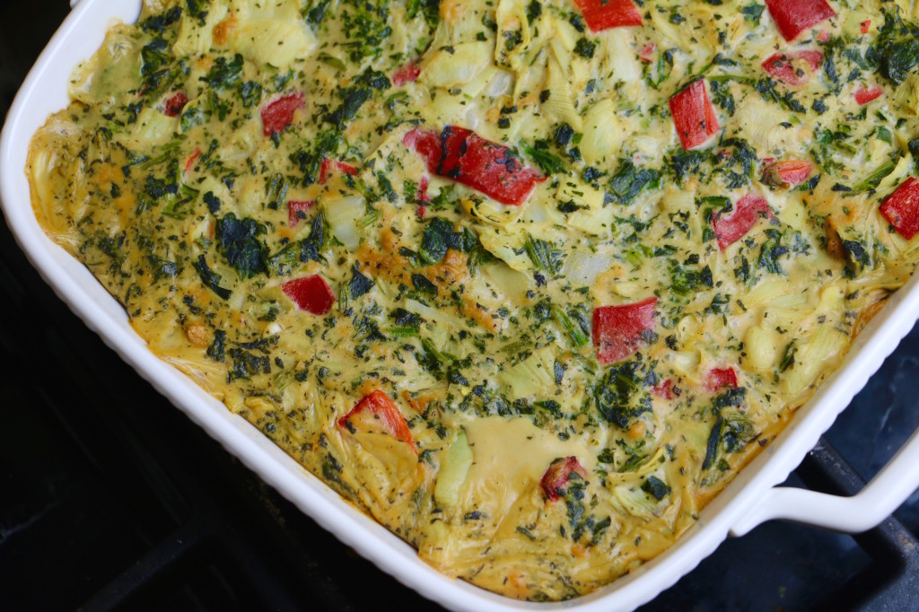 Healthy Spinach Artichoke Dip with Roasted Rep Peppers