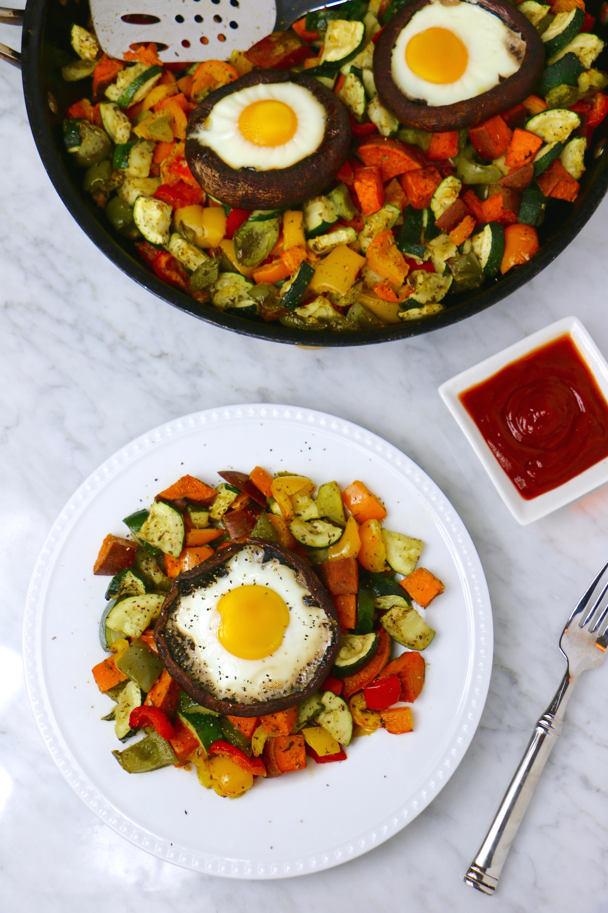 Mushroom Egg Bake with Roasted Veggies