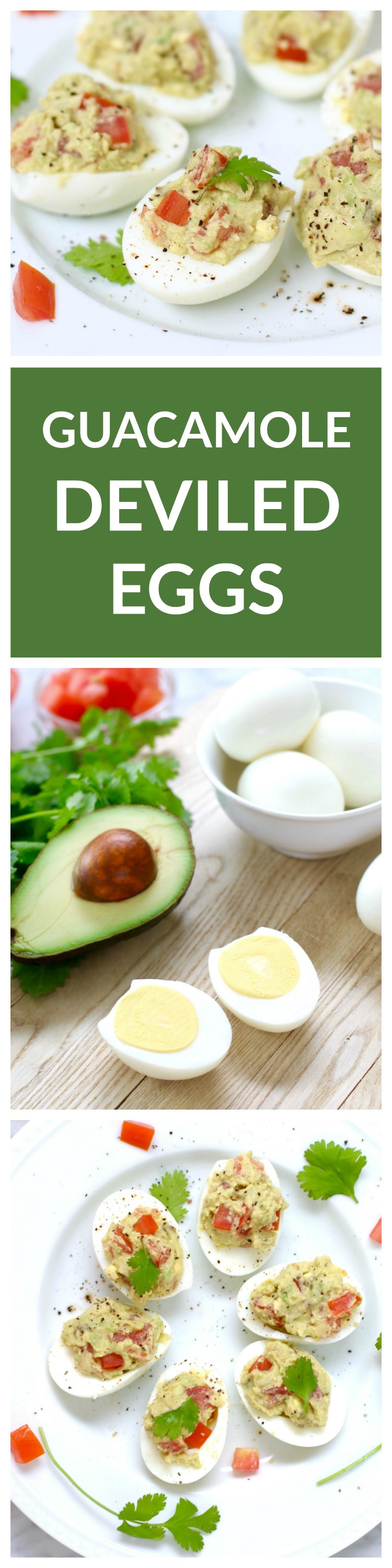 Guacamole Deviled Eggs - classic deviled eggs with avocado and tomatoes!