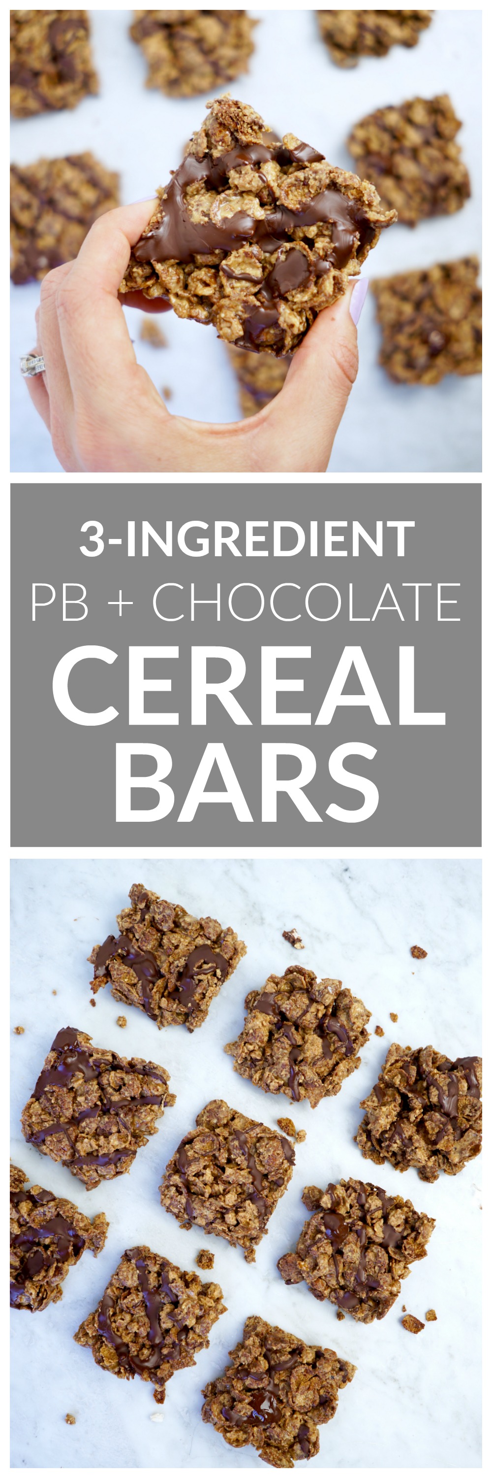 3 Ingredient Peanut Butter Chocolate Cereal Bars