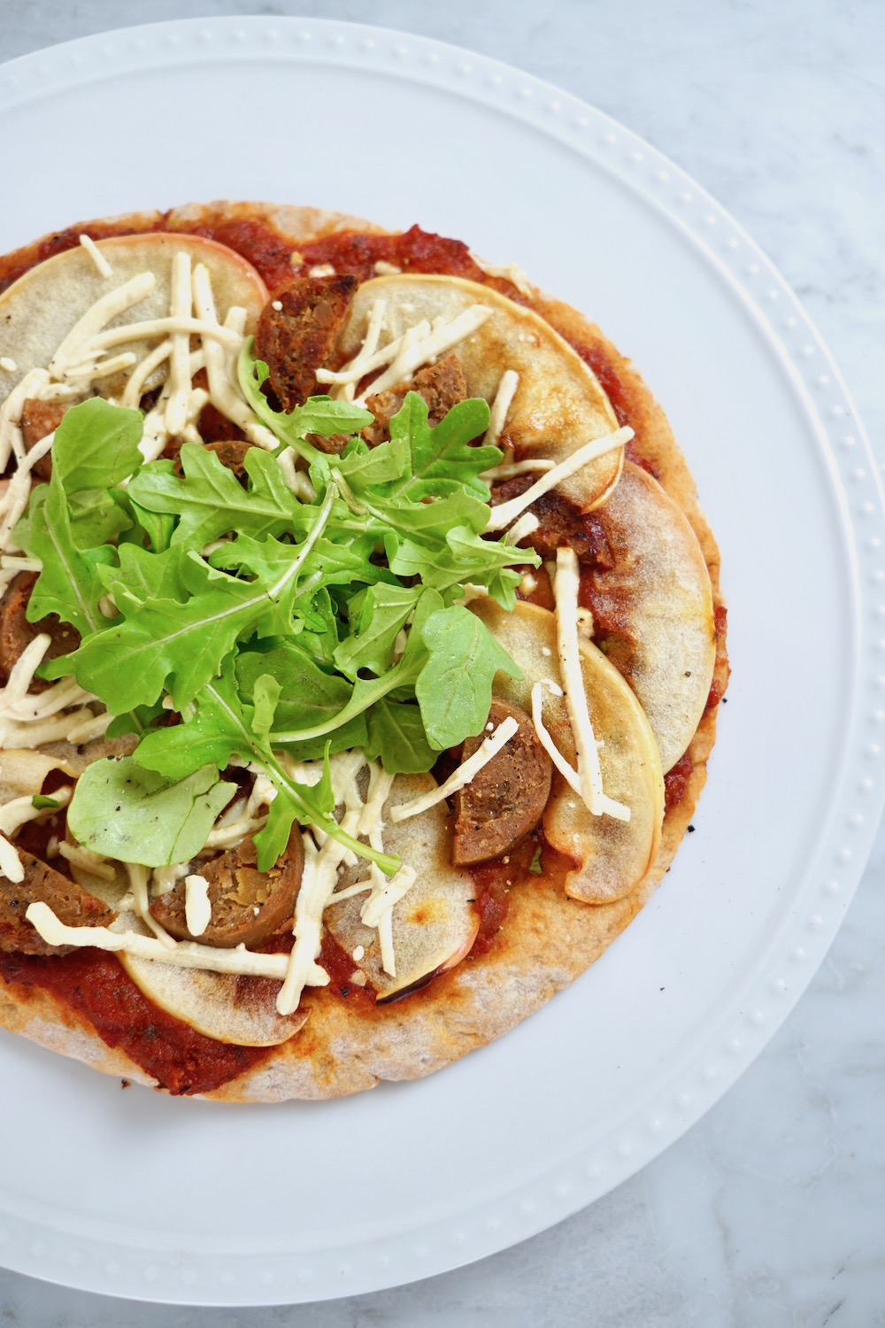 Apple Arugula Pita Pizza Up Close