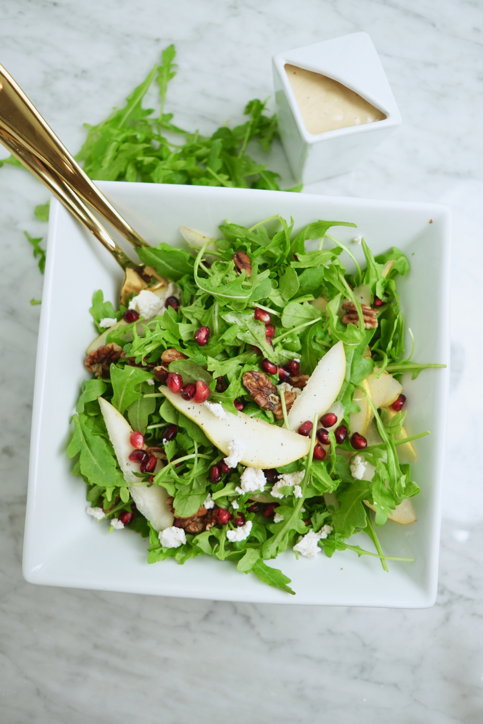 Pear Pomegranate Pecan Arugula Salad