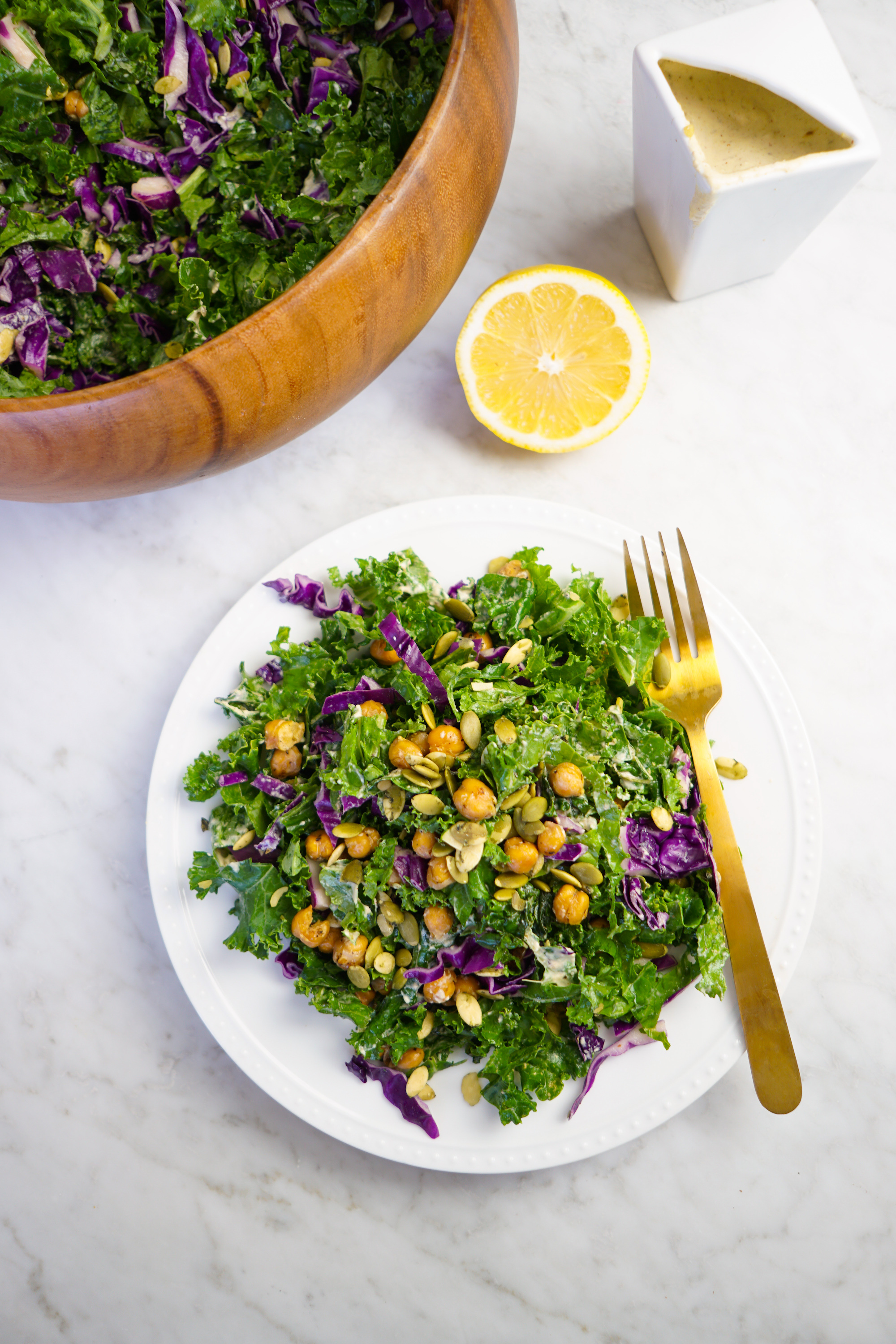 vegan kale caesar salad and dressing