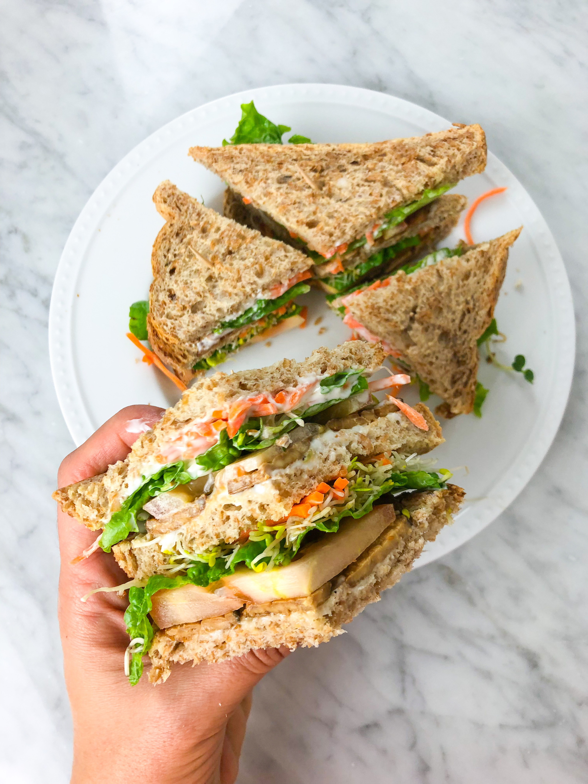 TLT sandwich - tempeh lettuce tomato