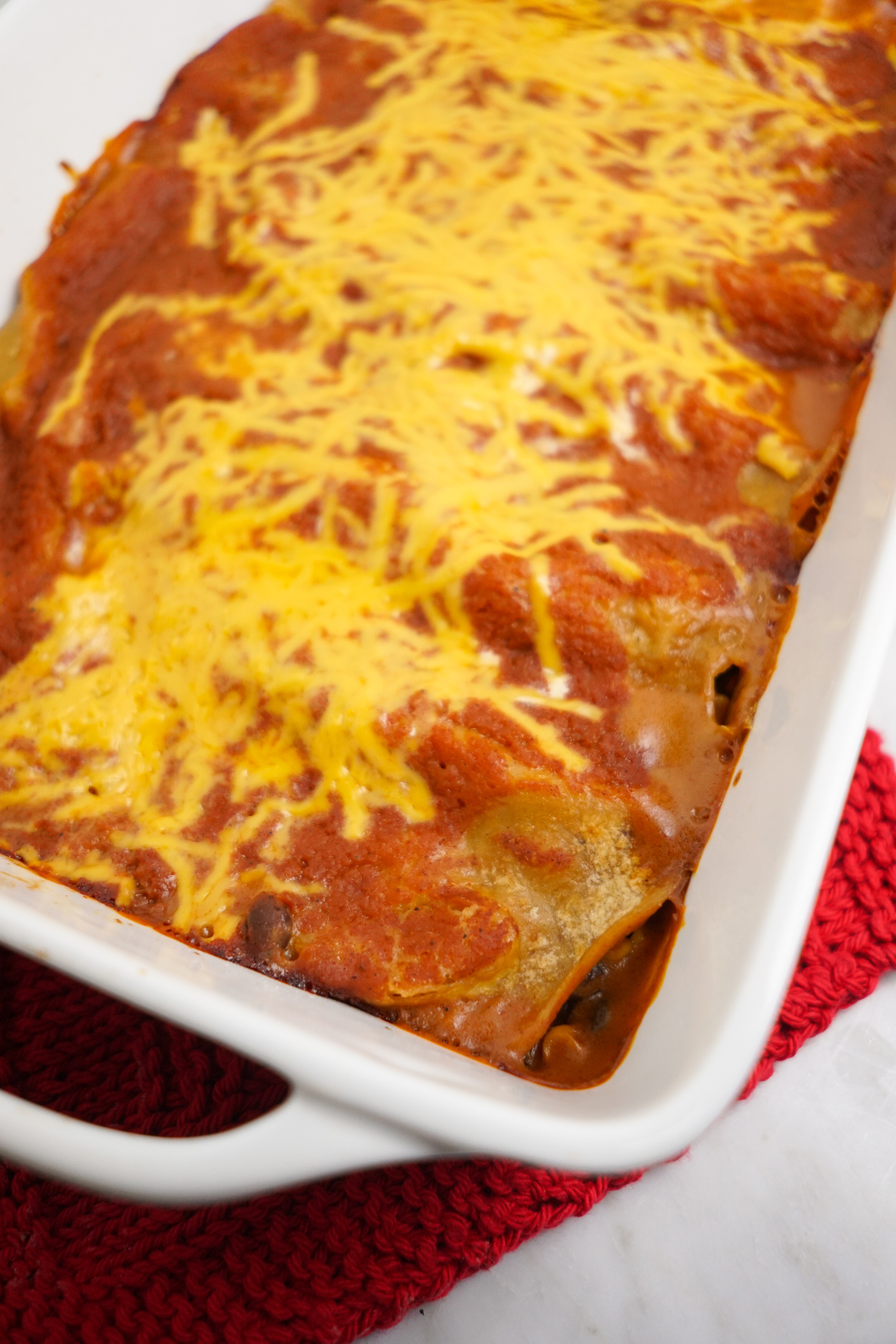 Vegan Peach Black Bean Enchiladas