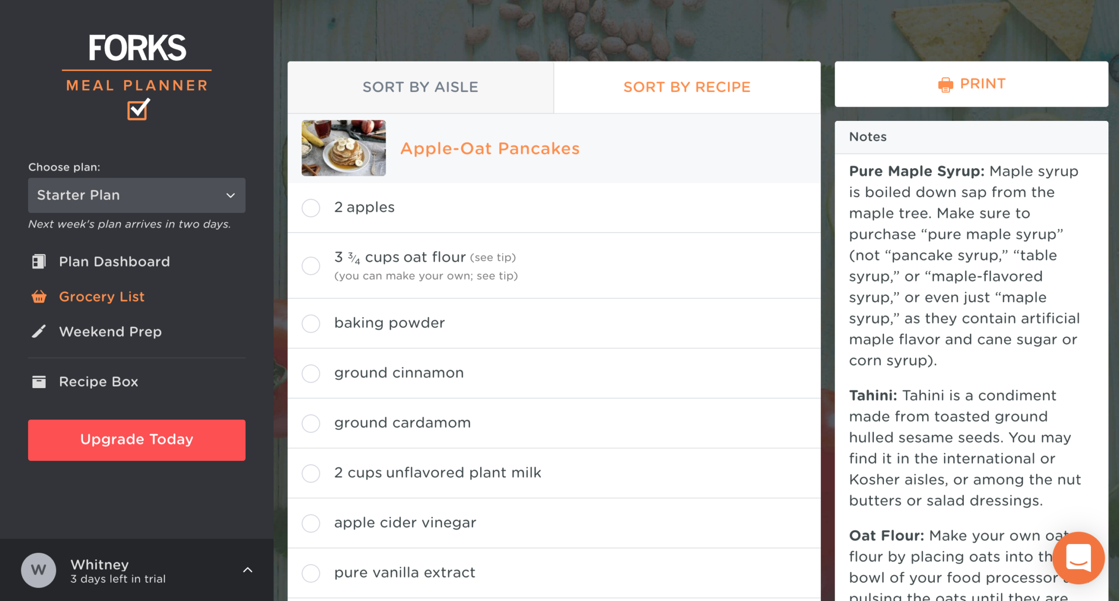 Forks Over Knives Meal Planner Grocery List