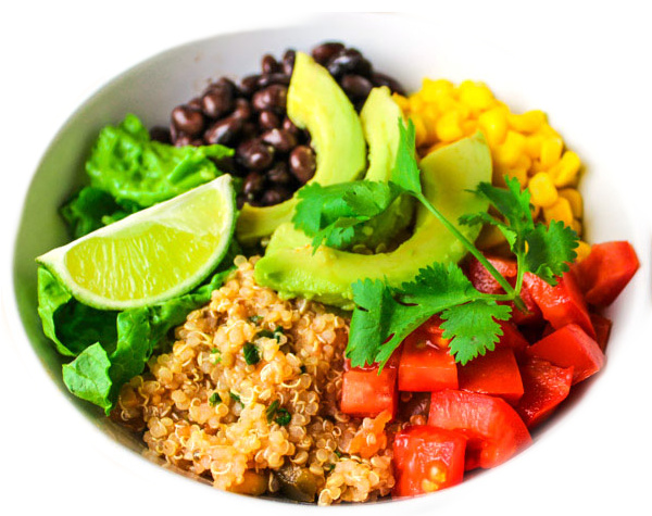 Quinoa burrito bowl choline on a plant-based diet