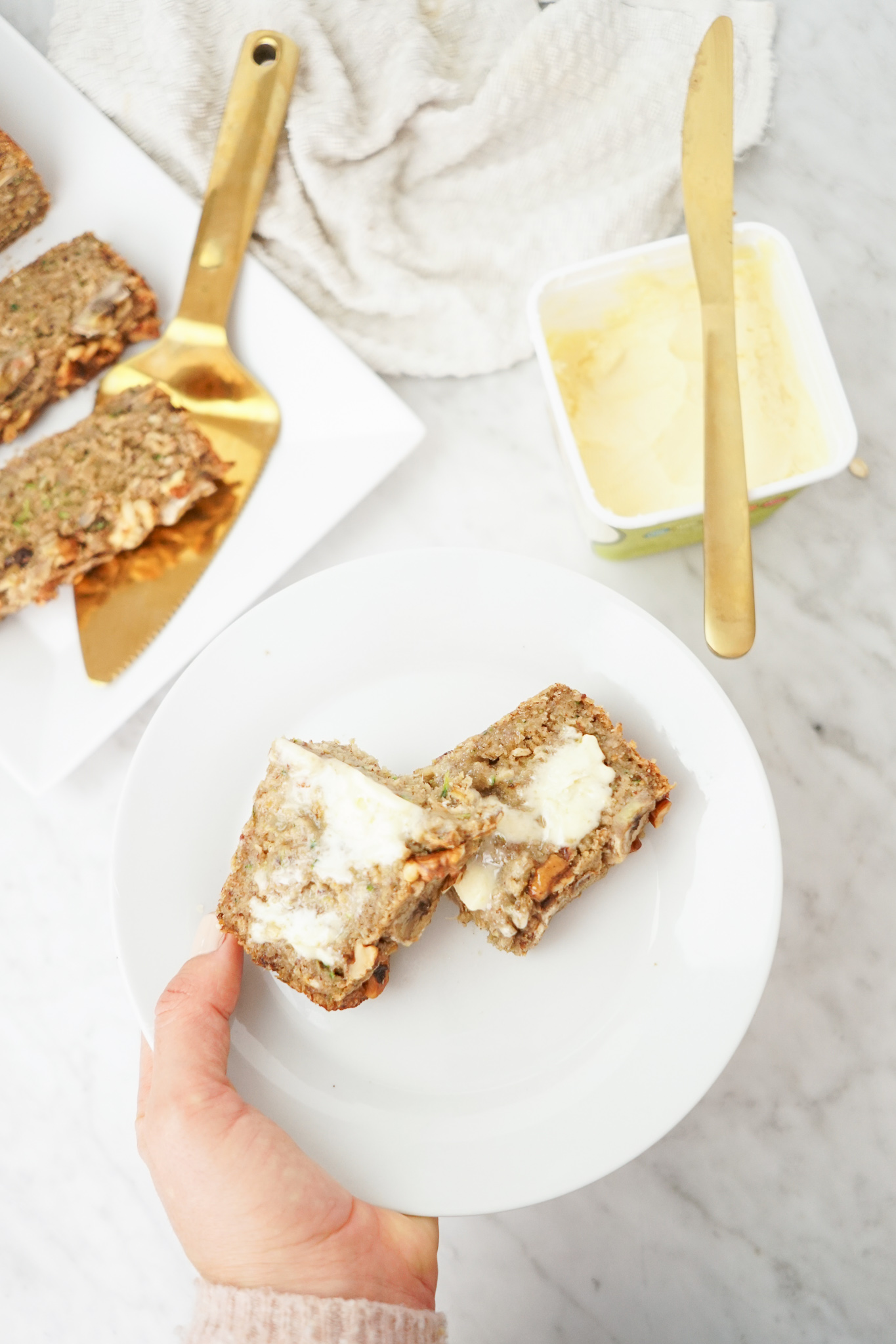 banana bread with butter
