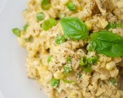 sweet corn pasta with peas