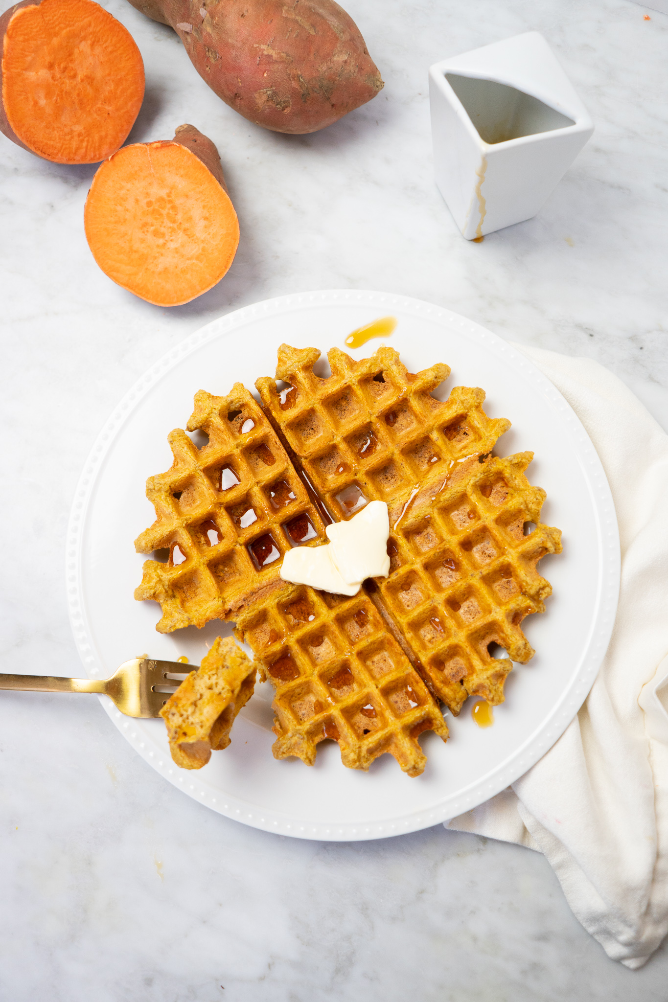 vegan sweet potato waffle