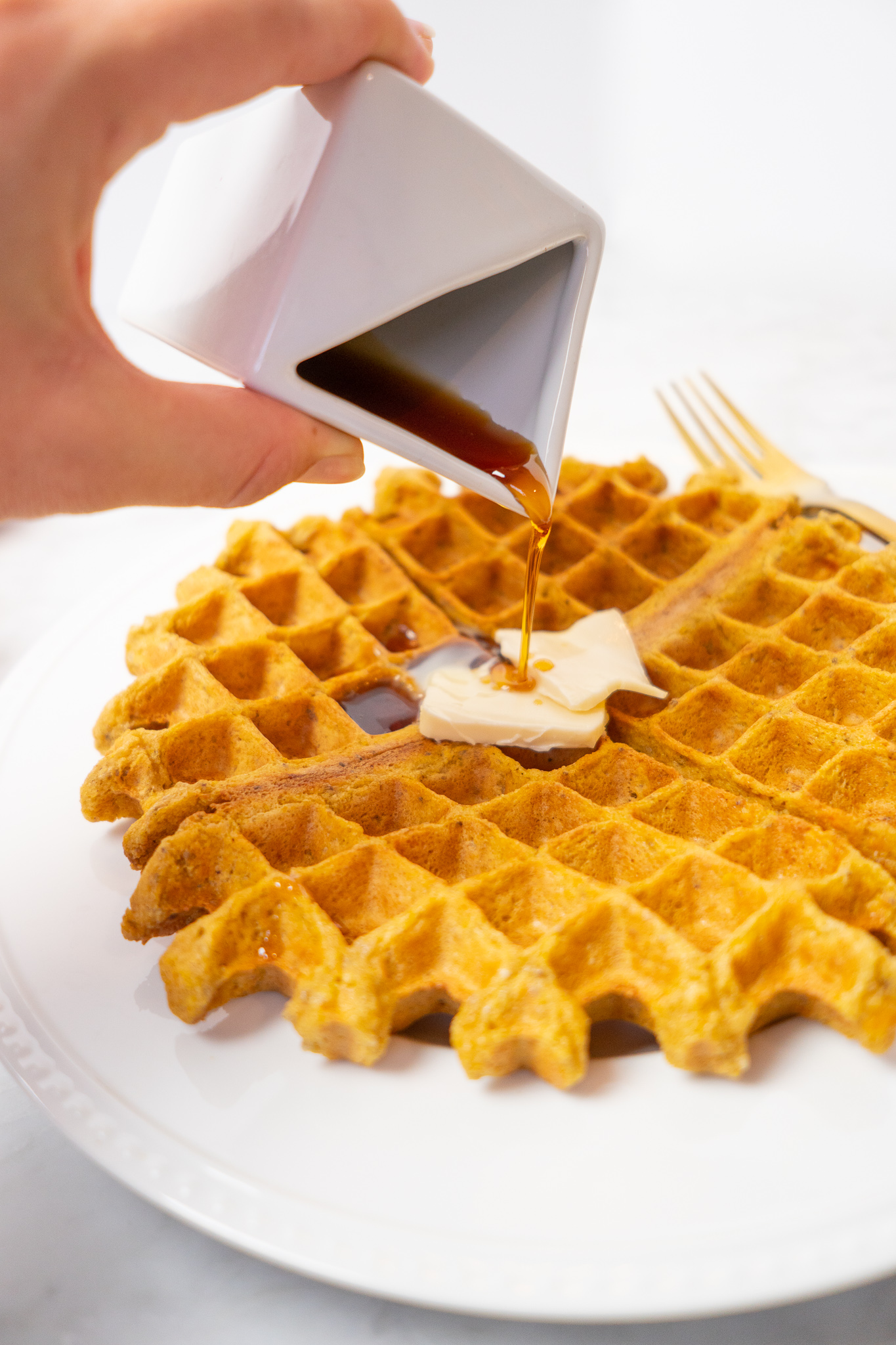 vegan gluten free waffle with sweet potato